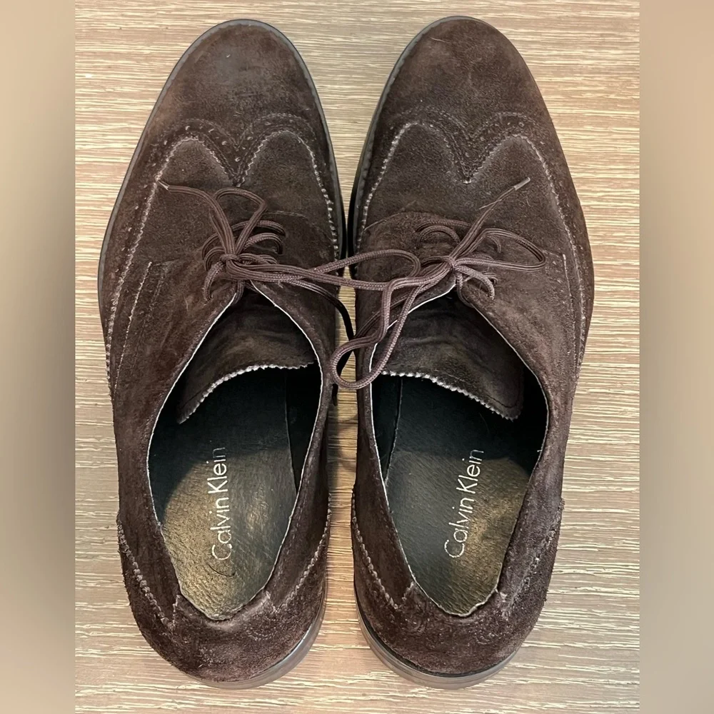 Calvin Klein Brown Suede Men’s Wingtip Oxfords 9‎